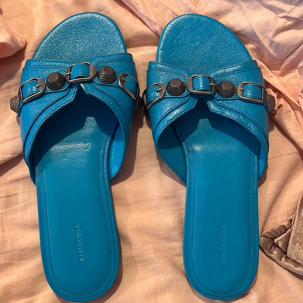 Balenciaga sandals! Worn once brand new! Size 38.5 blue color super chic